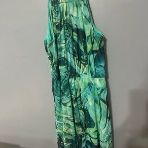 Green Patterned Sleeveless Dress
